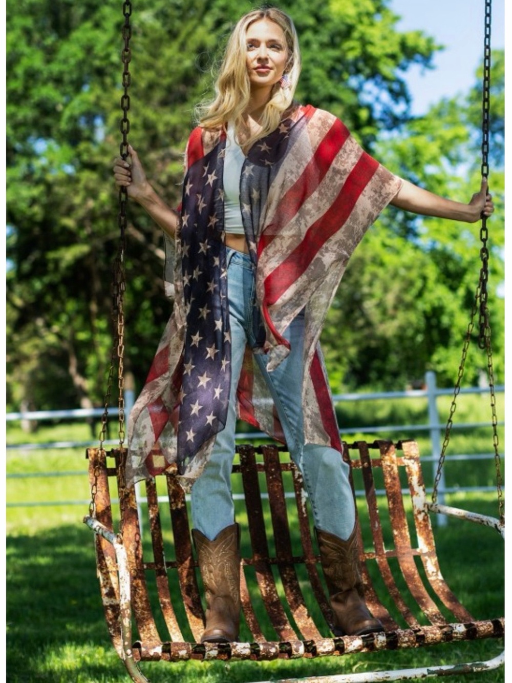 American Flag Kimono Wrap - Women's Red, White & Blue Cover-Up